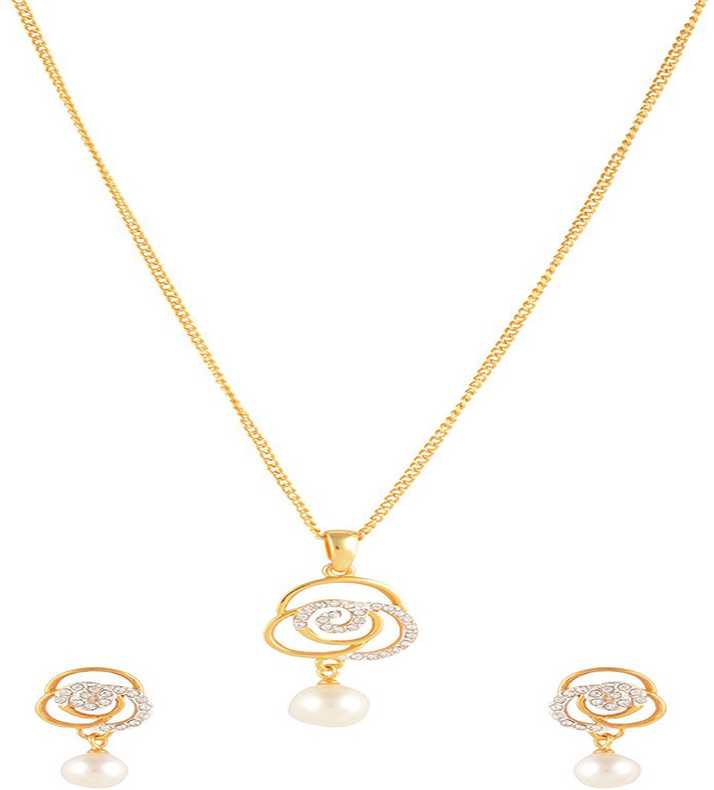Estelle Cubic Zirconia Gold Plated Alloy Necklace Set In India At Best S Flipkart Com - Estelle Pendant Set