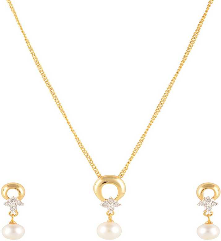 Estelle Cubic Zirconia Gold Plated Alloy Necklace Set In India At Best S Flipkart Com - Estelle Pendant Set