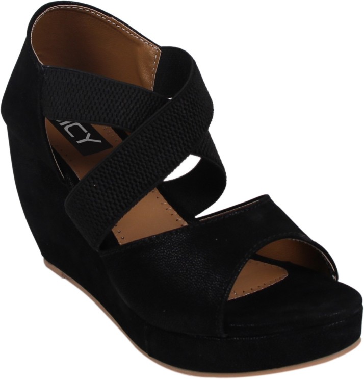 casual black wedge sandals