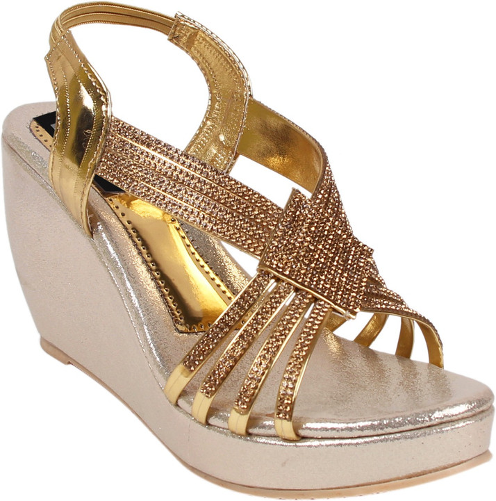 girls gold wedges