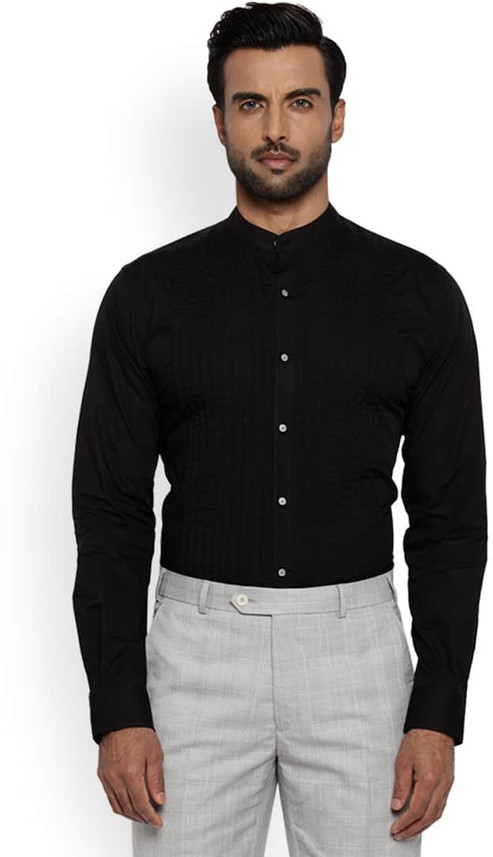 Raymond Men Solid Formal Black Shirt 