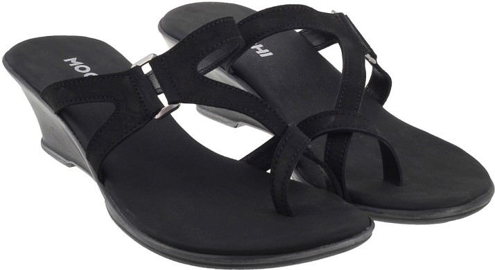mochi black wedges heels