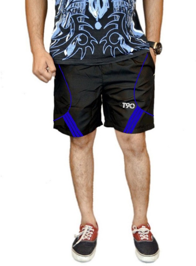 T90 Solid Men Black Sports Shorts - Buy 