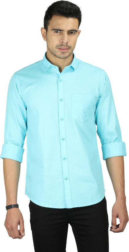 Volume Zero Men Solid Formal Blue Shirt 
