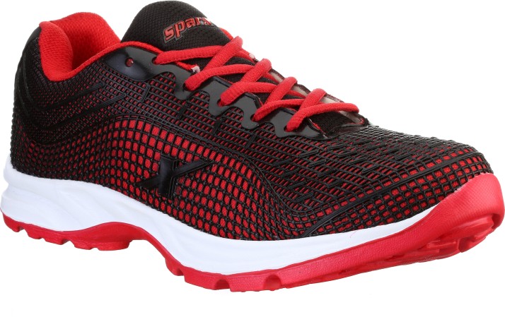 sparx men's black and red running shoes