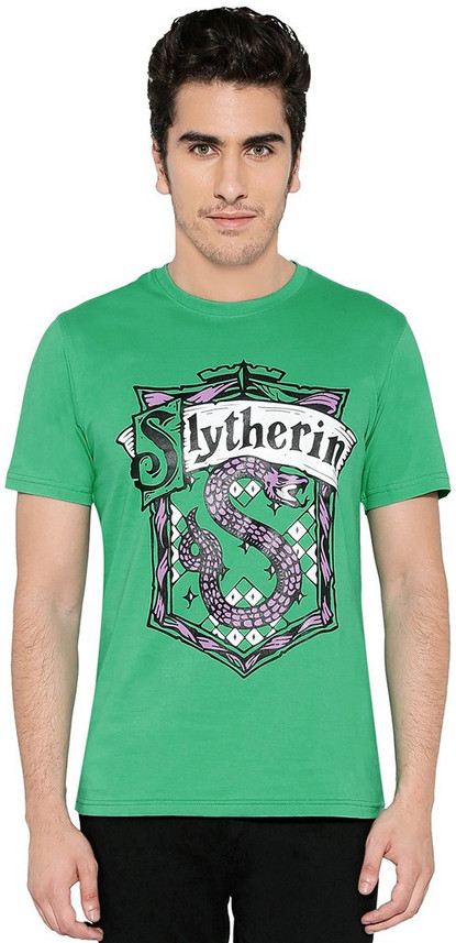 Printed Couple Round Neck Green T-Shirt 