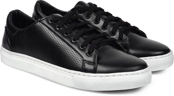 black leather tennis shoes mens