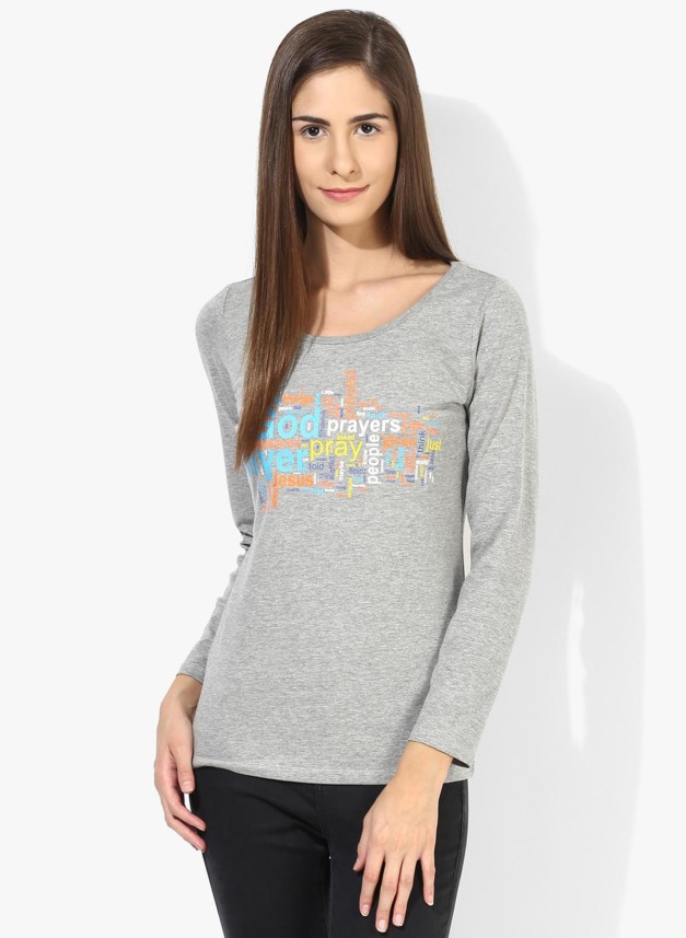 grey t shirt full sleeve for girls