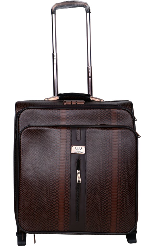 leather cabin luggage on wheels