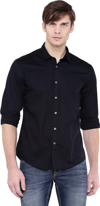 FLYING MACHINE Men Solid Casual Black 