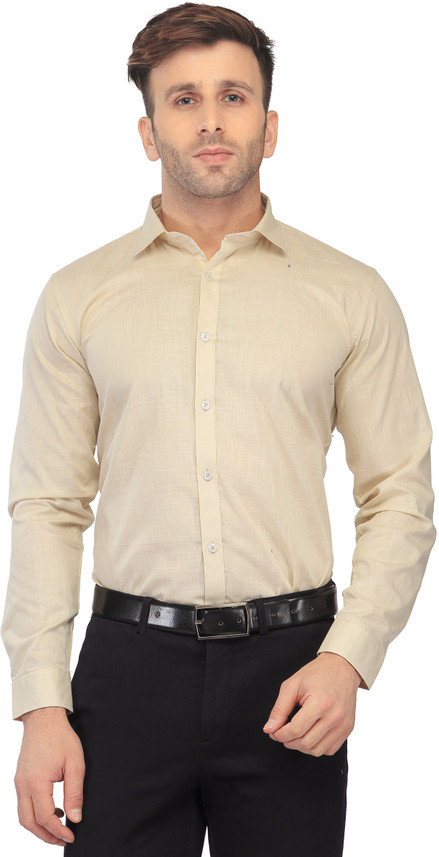 Being Fab Mens Solid Casual Shirt 42 Brown