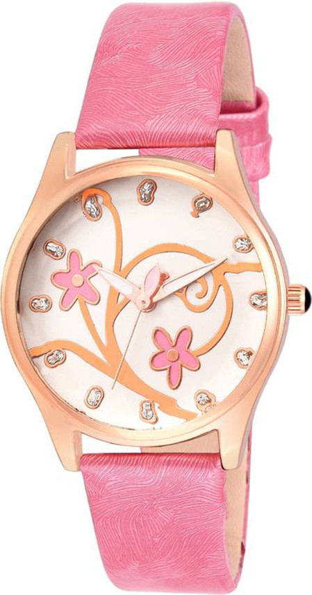pink leather watch