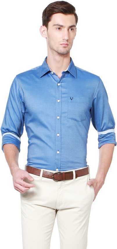 Allen Solly Men Solid Formal Blue Shirt Buy Blue Allen Solly Men