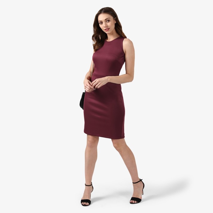 Ellemora Women Bodycon Maroon Dress 