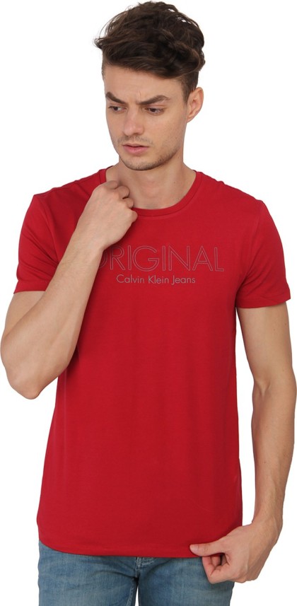 red calvin klein t shirt mens