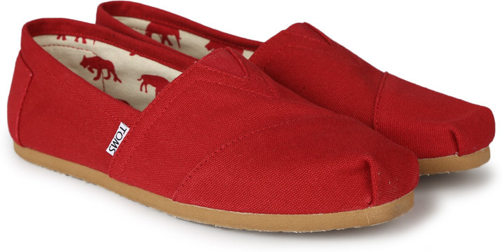 toms red canvas women's classics