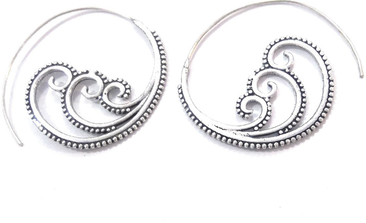Spiral oxidised brass earrings