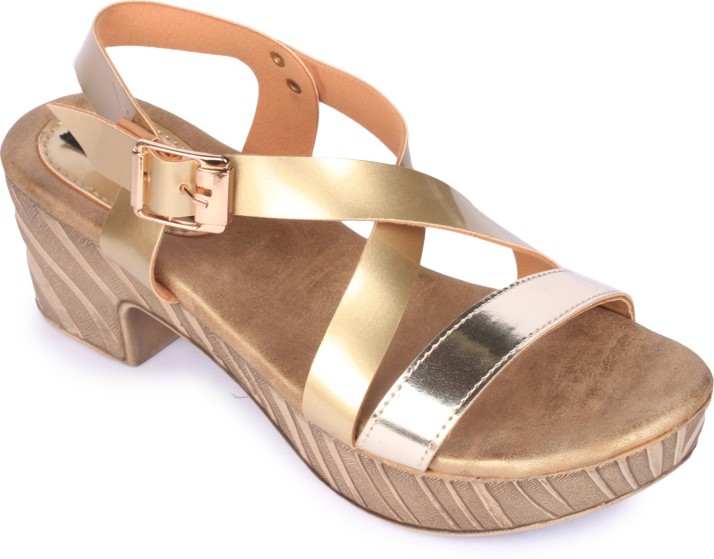 Funku Fashion Women Gold Heels - Buy 