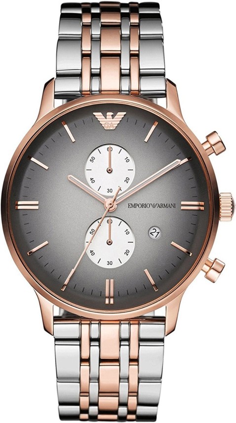silver and gold armani watch mens