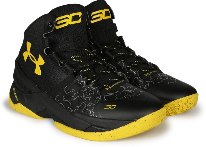 black and yellow under armour basketball shoes