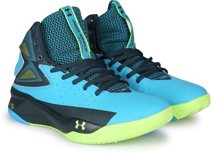 blue and green under armour shoes