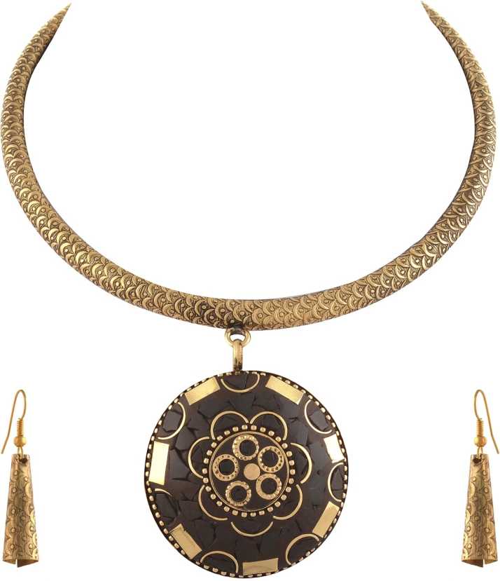 Zephyrr Fashion Junk Tibetan Beaded Pendant Necklace Earrings Set for Women 