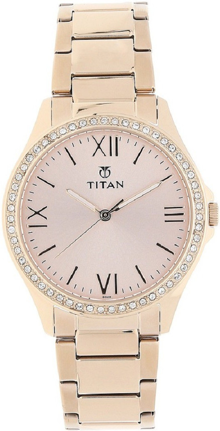 titan rose gold ladies watch