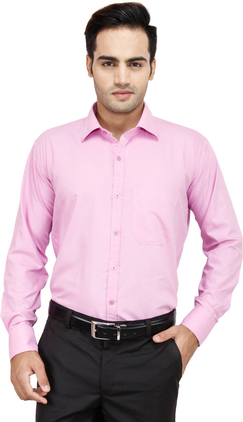 Men Solid Formal Pink Shirt 