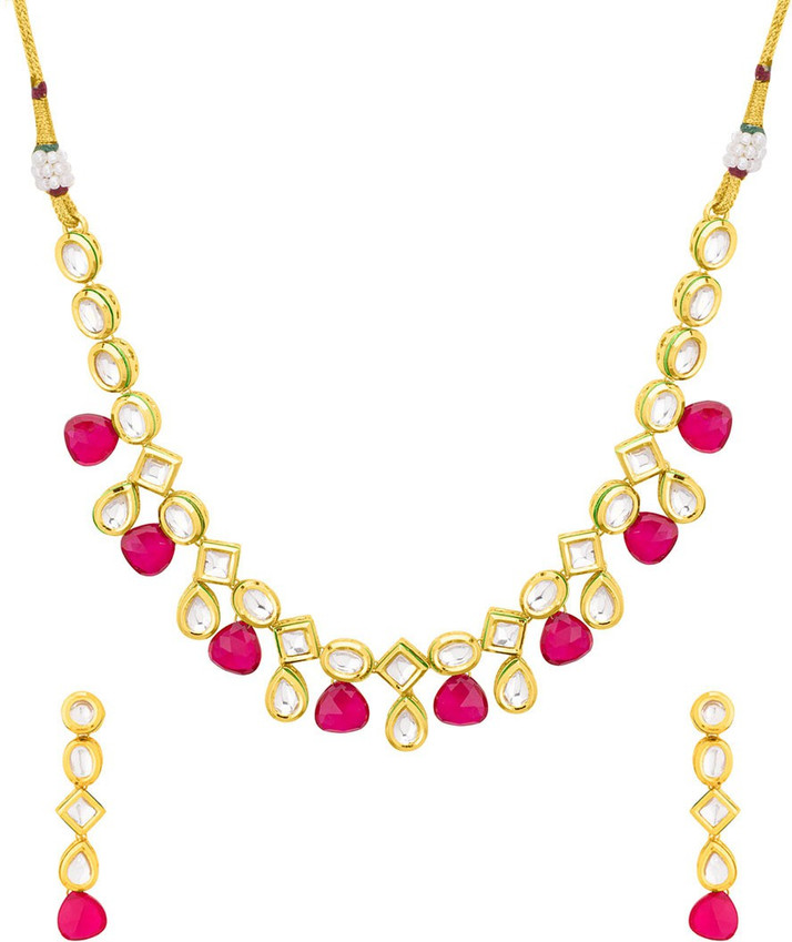 Voylla Kundan Necklace Set with Gold 