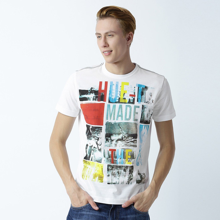 HUETRAP Graphic Print Men Round Neck 