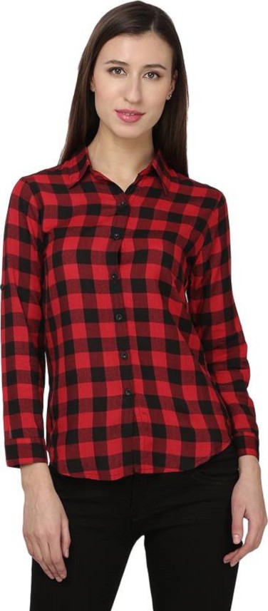 red colour check shirt