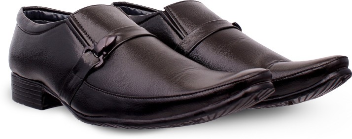 black leatherette slip on loafer