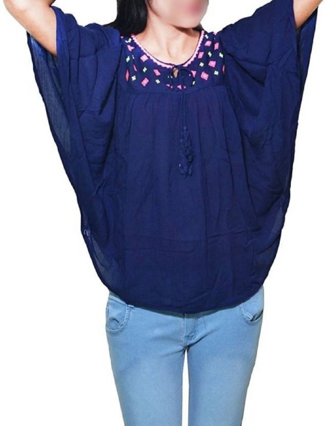 blue batwing top