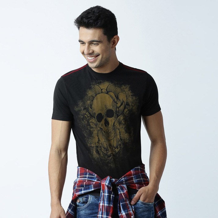 HUETRAP Graphic Print Men Round Neck 