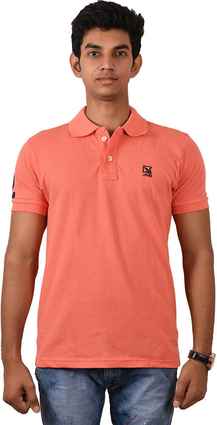 John Berg Solid Men Polo Neck Orange T 