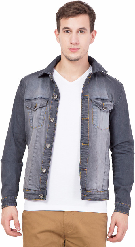 Sleeve Solid Men Denim Jacket 