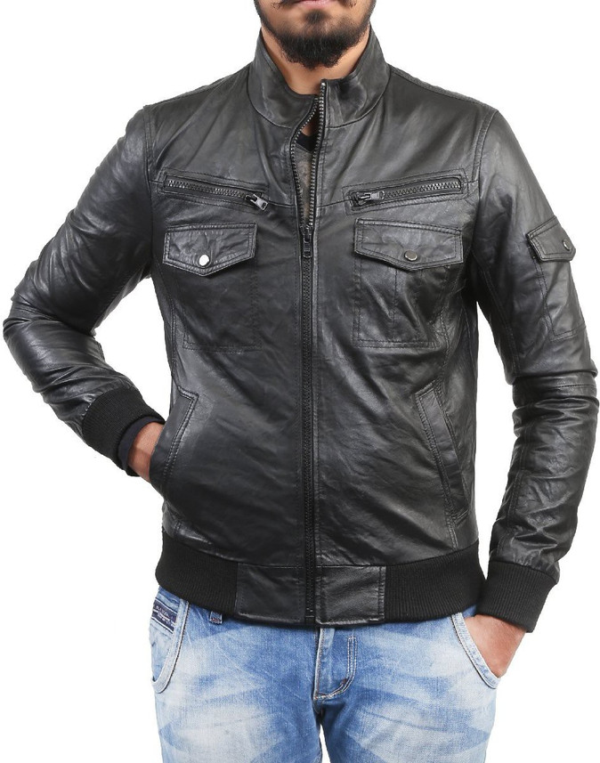 bare denim leather jacket