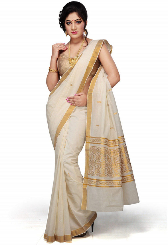 Buy RSV FABRICS Self Design Kasavu 