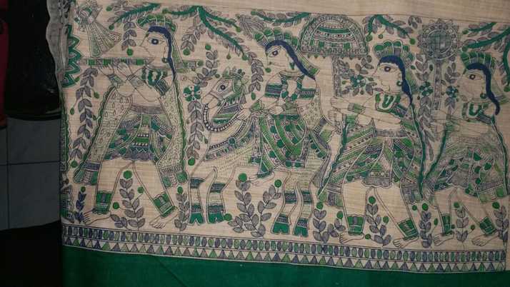 Mithila Painting Art Silk Printed Salwar Suit Material Price In