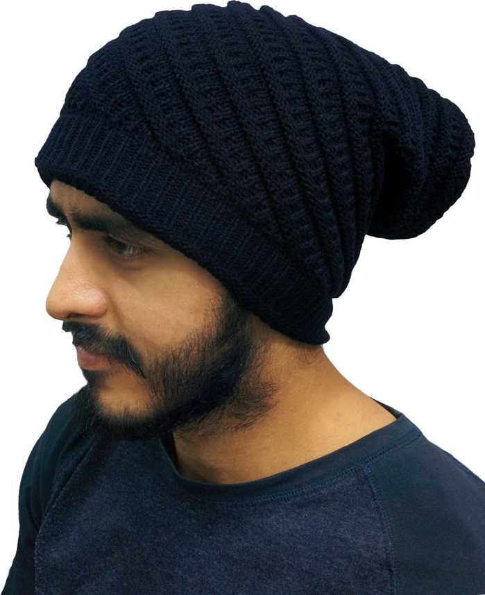 Treasure World Woven Blue Beanie Cap Winter Cap Furry Inner