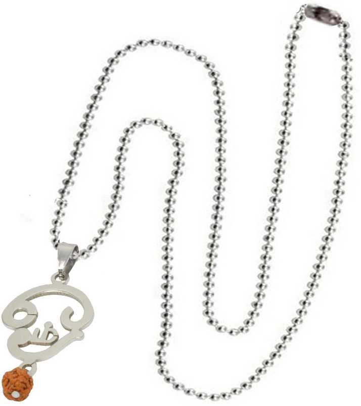 Men Style Tamil Om Locket With Rudraksha Bead Sterling Silver Stainless Steel Pendant Set In India - Tamil Om Pendant Silver Men Style Tamil Om Locket With Rudraksha Bead Sterling Silver Stainless Steel Pendant Set In India - Tamil Om Pendant Silver