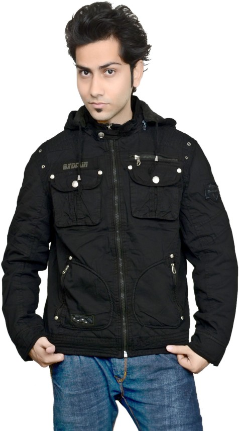 Sleeve Self Design Men Cotton Jacket 