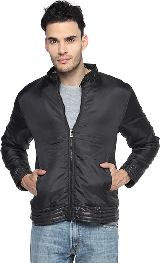 campus sutra men black self design quilted jacket