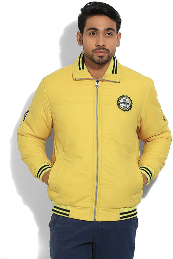 Sleeve Solid Men Quilted Jacket 