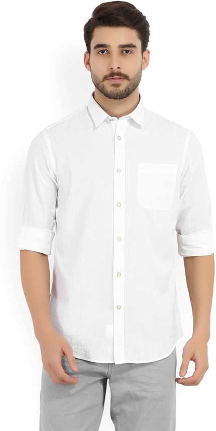 Arrow Blue Jean Company Men Self Design Casual White Shirt Buy White Arrow Blue Jean Company Men Self Design Casual White Shirt Online At Best Prices In India Flipkart Com