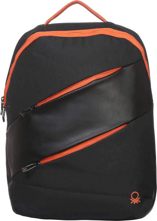 United Colors Of Benetton Contrast Zipper 27 L Backpack Black Price In India Flipkart Com