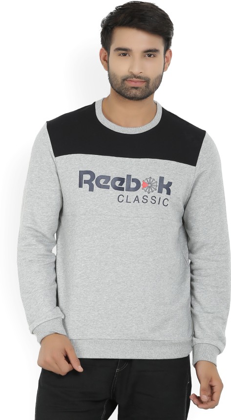 reebok full sleeve printed men's sweatshirt