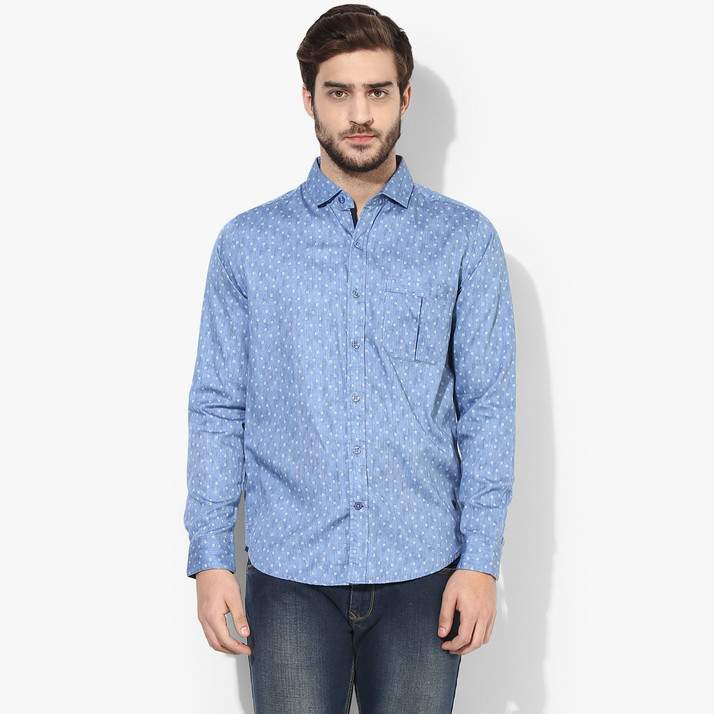 RED CHIEF Men Polka Print Casual Blue 