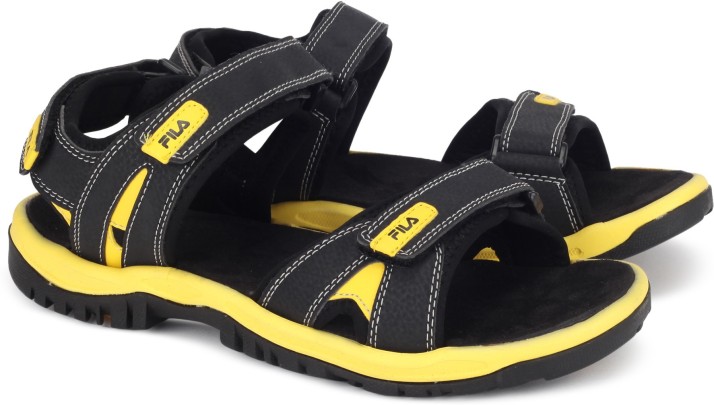 yellow fila sandals