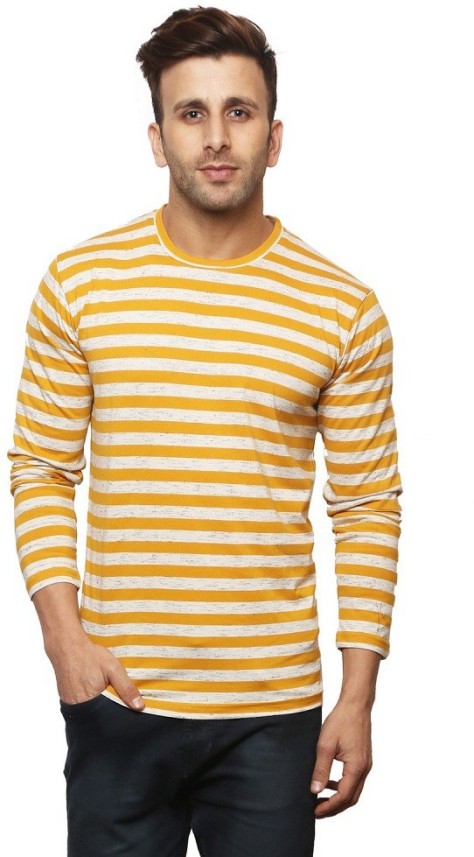 white shirt with yellow stripes